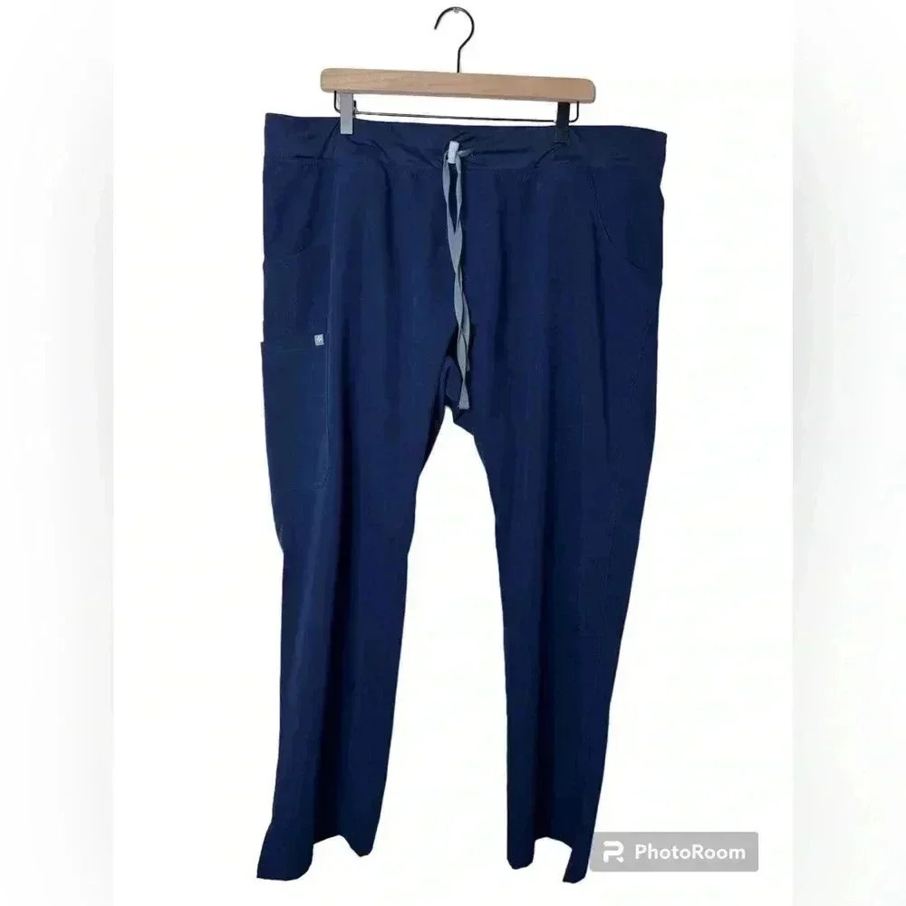 FIGS Kade Ponte Knit Cargo Scrub Pants T21004 Medical Nurse Navy Blue